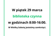 Okołoświąteczne godziny pracy biblioteki