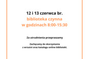Zmiana godzin pracy biblioteki