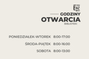 Godziny otwarcia biblioteki - ważne od poniedziałku 19 stycznia 2026!